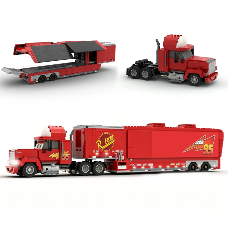 

Popular Racing Anime Model MOC Building Bricks Semi-trailer Truck Modular Technology Gifts Holiday Assemble Children Toys Suit