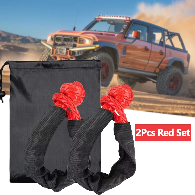 2 Pcs Synthetic Soft Shackles With Storage Bag 55,000LBS Max Break Strength Tow Strap off road Car Accessories winch accessories