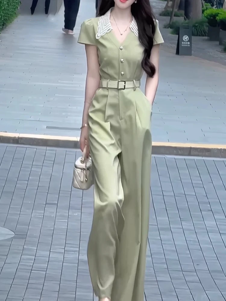 Ele taille haute pantalon femme Faion été nouveau décontracté minceur jambe large pantalon coréen Sle trajet vent