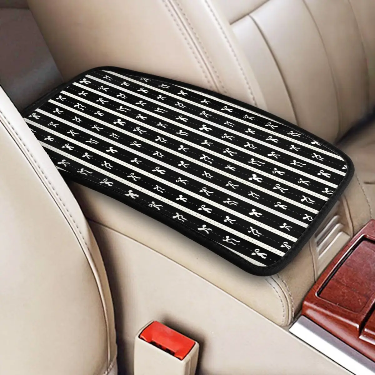 Four Seasons Car Armrest Cover Mat Bow Butterfly Plaid Center Console Protective Cushion Pad Car Interior Cushion