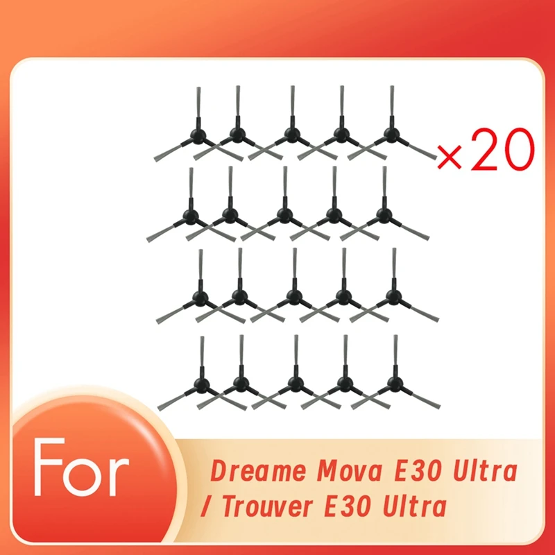 20 Pcs Side Brush For Dreame Mova E30 Ultra / Trouver E30 Ultra Cleaner Parts Replacement