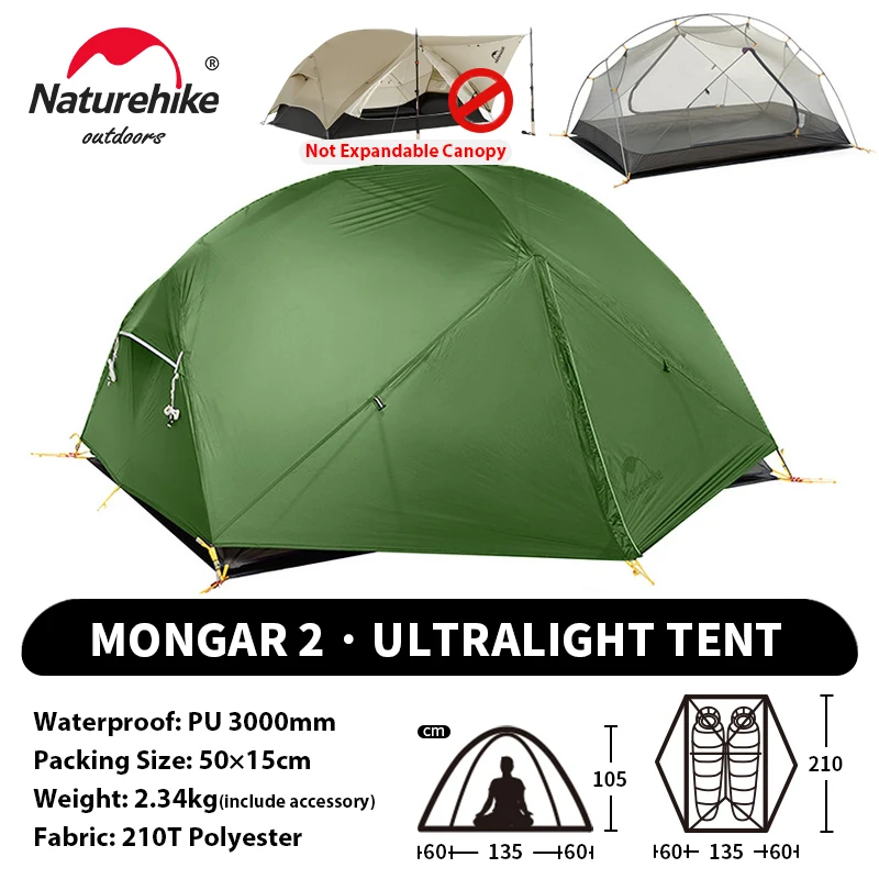 Naturehike Mongar UL PRO 1-3 人用テント 20D 超軽量旅行防水
