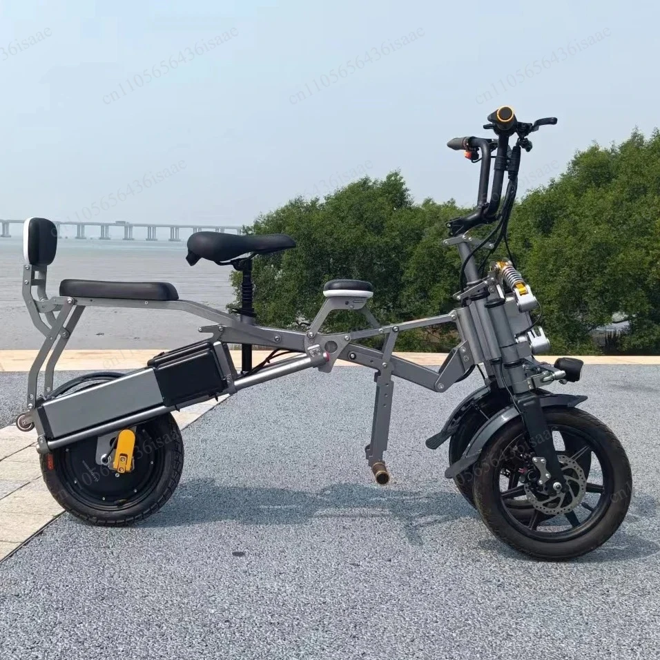 Foldable 3-Wheel Electric Tricycle, 14 Inch, 500W Motor, 48V Dual Battery, Double Seats