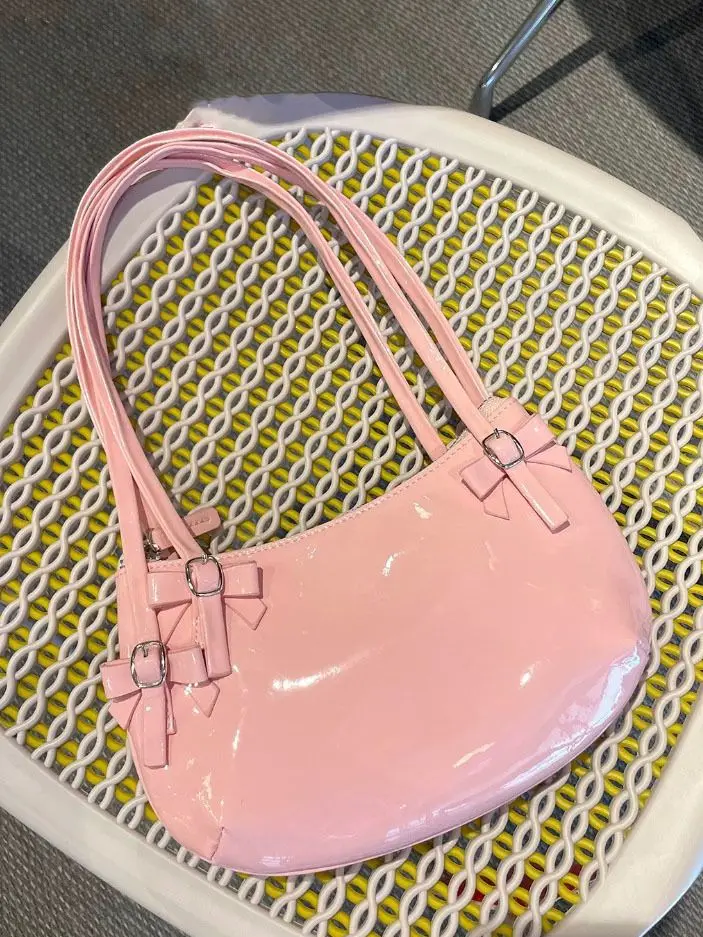 JIAERDI Sweet Cute Pink Handbag Women New Harajuku Bow Chic Y2k Bags Purse Ladies Fairycore Aesthetic Underarm Bag Bolso Mujer