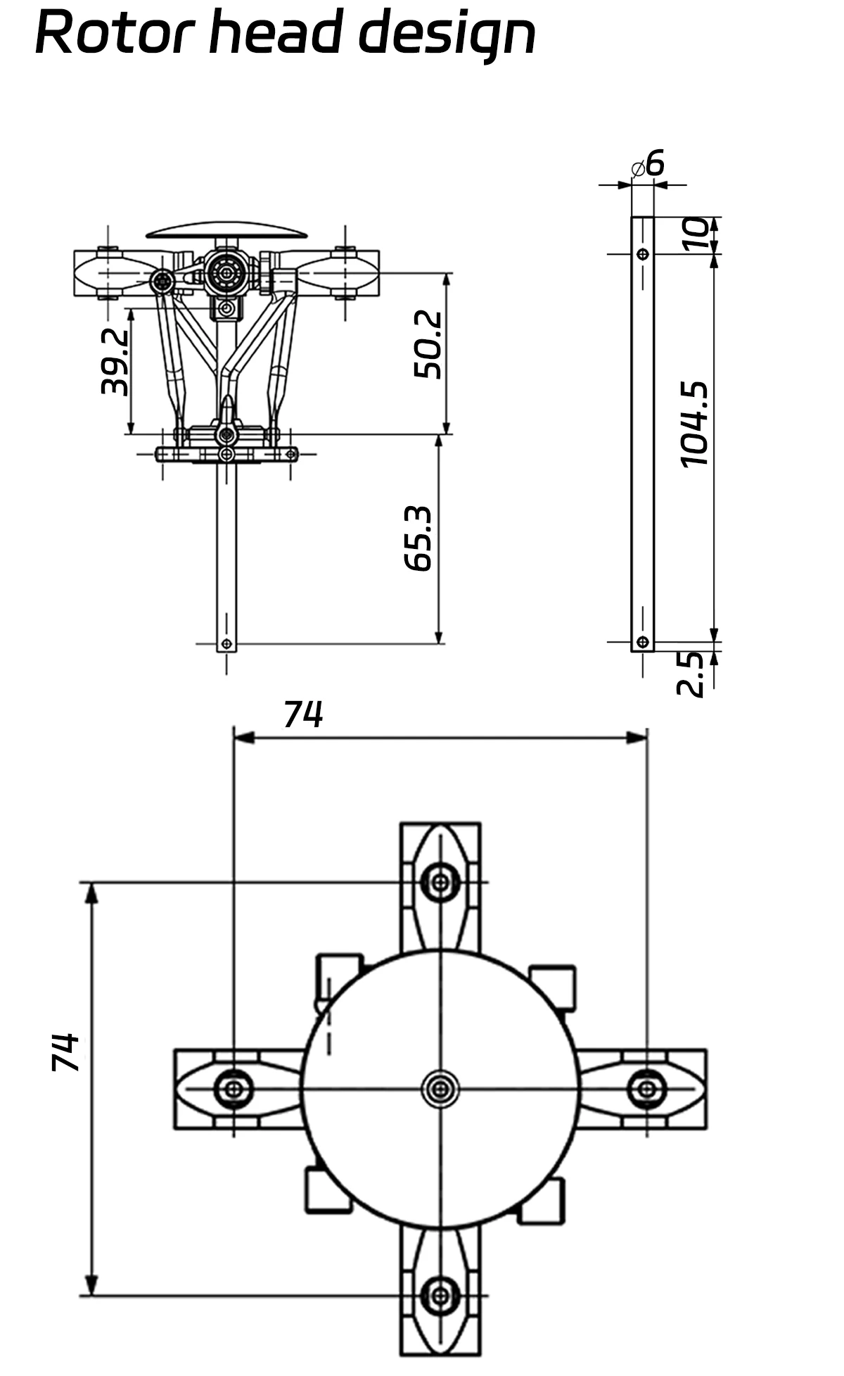 FLYWING Vierblätter Rotor Schnellverschluss-Design 4-Blatt-Rotorkopf Metall BO105 Glocke 206 UH1 V4 Für 6 mm Hauptwelle RC Hubschrauber – Detail 5
