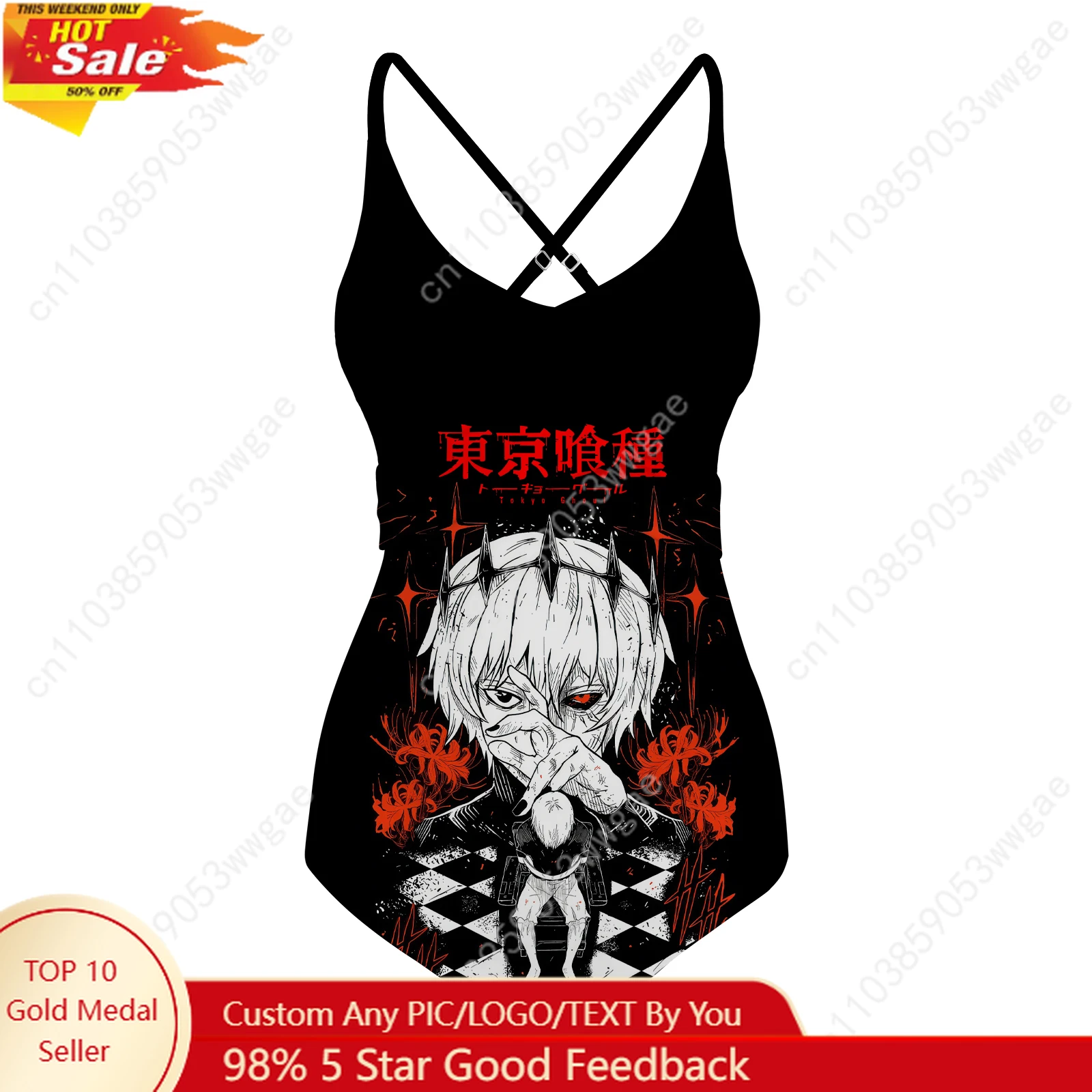 Tokyo Ghoul Swimsuit Women Sling Swimsuit Personalized Sexy Swimwear Beach Bikini Summer Holiday Cartoon Customized Bathing Suit