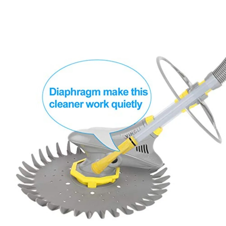 2024 Aggiornamento VINGLI Aspirapolvere per piscina Spazzatrice automatica Aspirapolvere raccapricciante per piscina in grigio con efficienza di pulizia avanzata