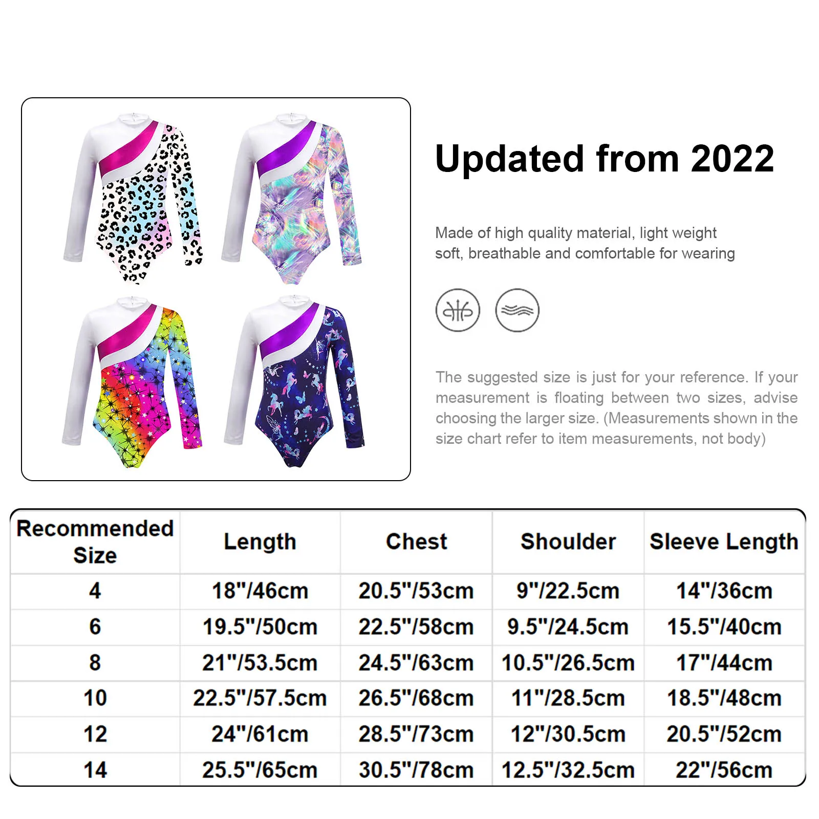 Trẻ Em Thể Dục Dụng Cụ Leotard Dành Cho Thanh Thiếu Niên Bé Gái Dài Tay Toàn Phương In Váy Múa Leotard Trượt Băng Bodysuit Áo Liền Quần