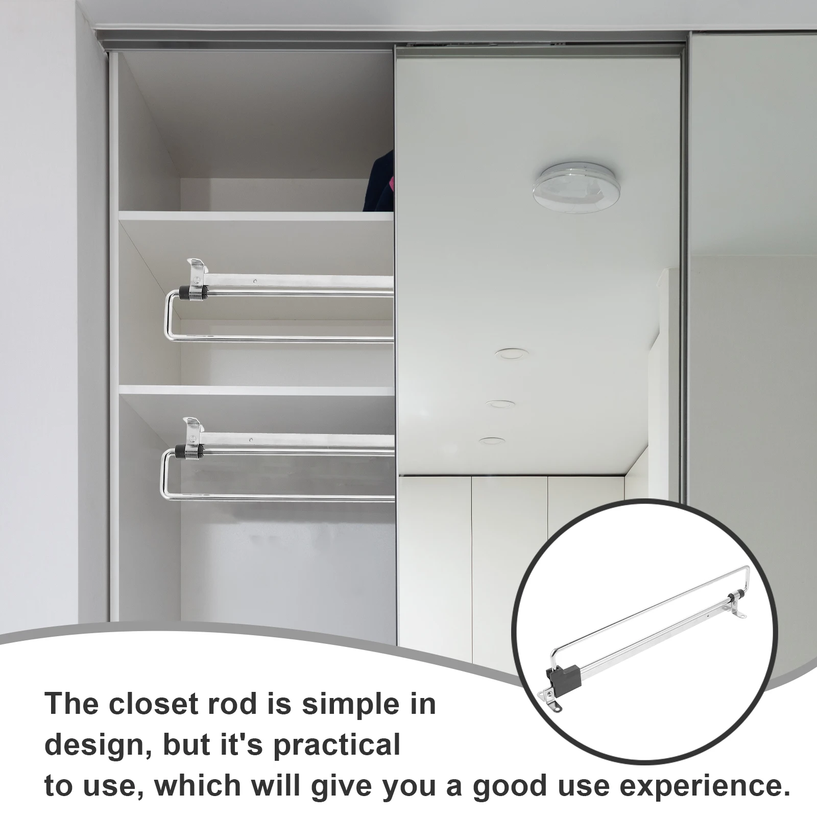 

1pc Closet Rod Heavy Duty Iron Retractable Adjustable Clothing Rail For Hanging Clothes Wardrobe Hardware Closet Accessory