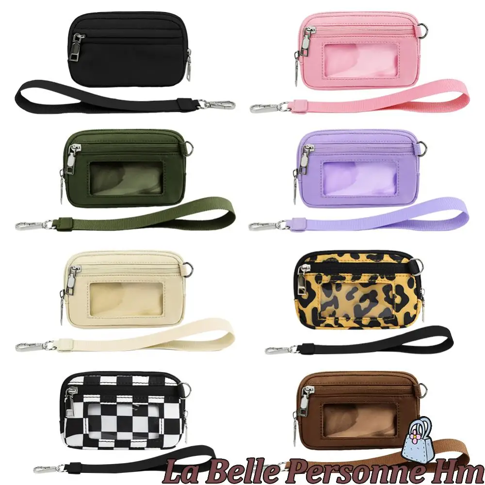 Nylon Coin Purse Solid Color for Men Women Mini Change Wallet Multi Pocket Wristlet Coin Pocket for Credit Card ID Lipstick