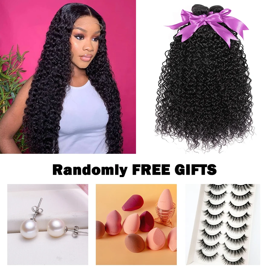 10A Curly Human Hair Bundles Brazilian Hair Extensions Raw Human Hair Deep Wave 30 Inch Bundles Human Hair Water Wave Bundles