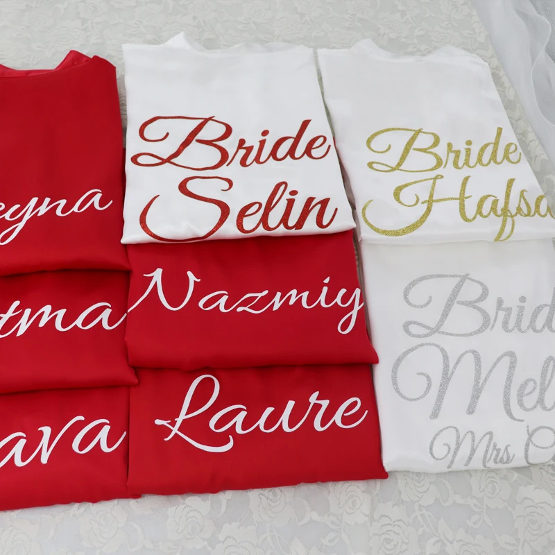 Customized Logo Bride Robe Wedding Bridesmaid Gift for Bridal Party Emulation Soft Dress Home Bathrobe For Birthday Kimono
