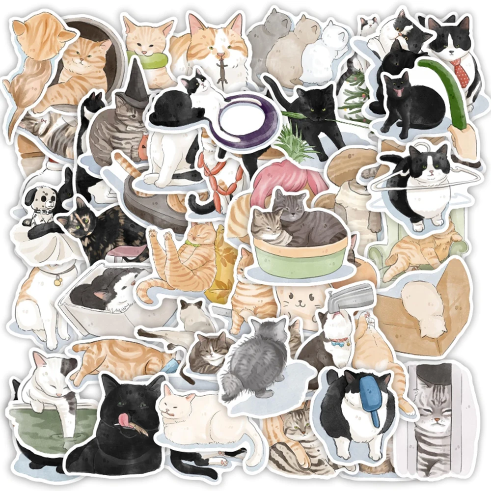 

10/30/50pcs Cute Cartoon Cat Stickers Graffiti Decal Laptop Scrapbook Phone Luggage Notebook Guitar Decoration Sticker Kid Toy