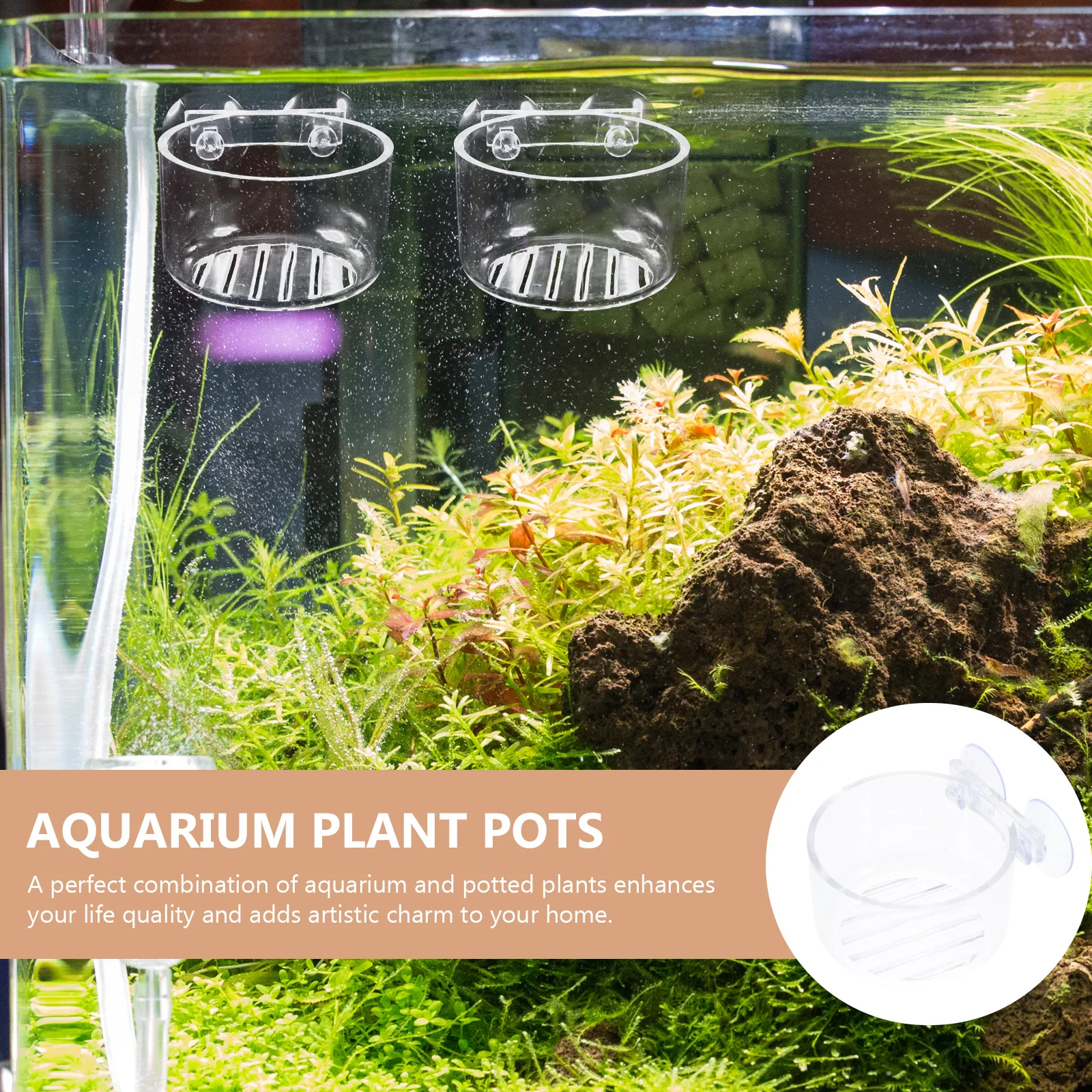 

4pcs Aquarium Flower Pot Fish Tank Planter Decor Plants Holder Fishtank Micro Landscape Acrylic Aquatic Planter Pet Supplies