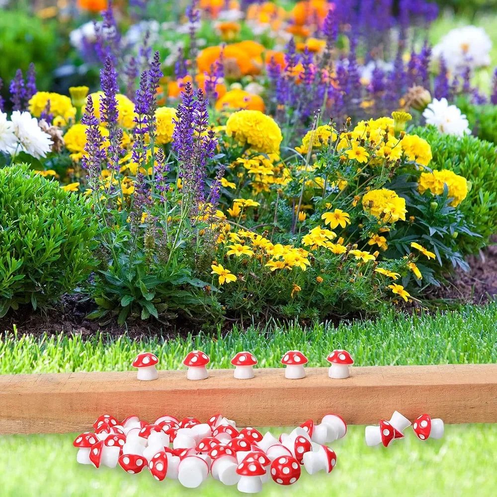 Minúsculo Resina Mini Cogumelos, Figurinhas em miniatura para Micro Jardim, Terrário Paisagem Artesanato, Dollhouse Decoração, 50Pcs