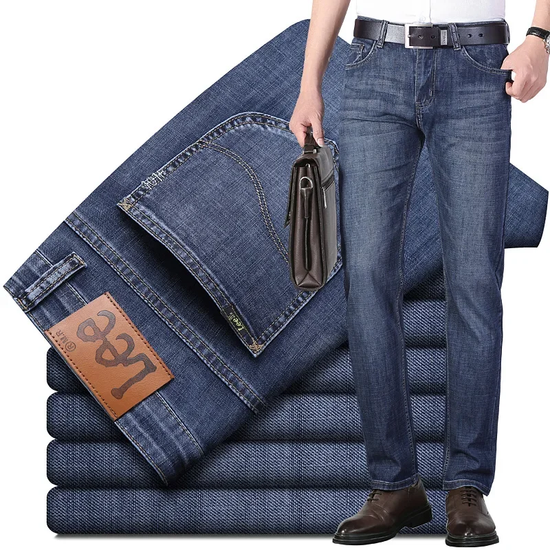 Lee Dex Jeans Pantalones vaqueros de pierna recta para hombre, holgados, finos, elásticos, informales, de negocios, nuevos pantalones vaqueros de alta gama, primavera y verano
