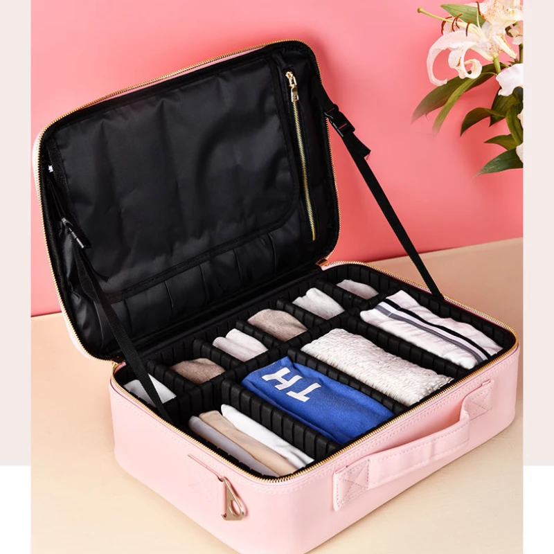 Female PU Makeup Bag Tool Organizer Professional Artist Makeup Case New Travel Beauty Cosmetic Bag Make Up Storage Bags E845