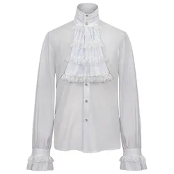 Men Shirt Victorian Renaissance Style Gothic Ruffled Medieval Blouse Tops Perfect for Pirate Themed Parties and Events