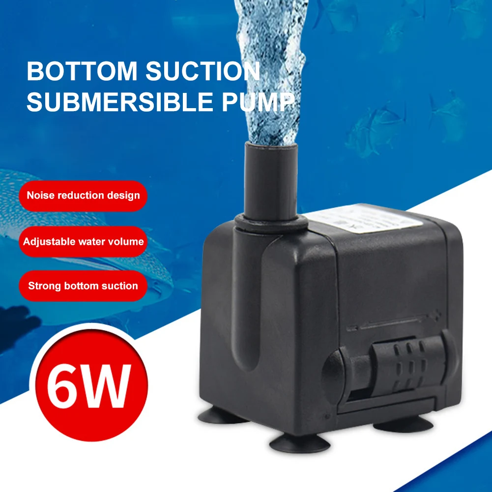 Submersible Water Pump 6W Mini Submersible Pump 450L/H Pool Filter Pump Ultra-Quiet for Aquarium Rockery Fountain