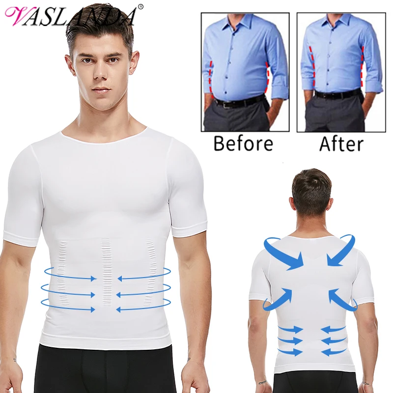 Men Body Shaper Toning T-Shirt Slimming Shapewear Corrective Posture Belly Control Compression Man Modeling Underwear Corset