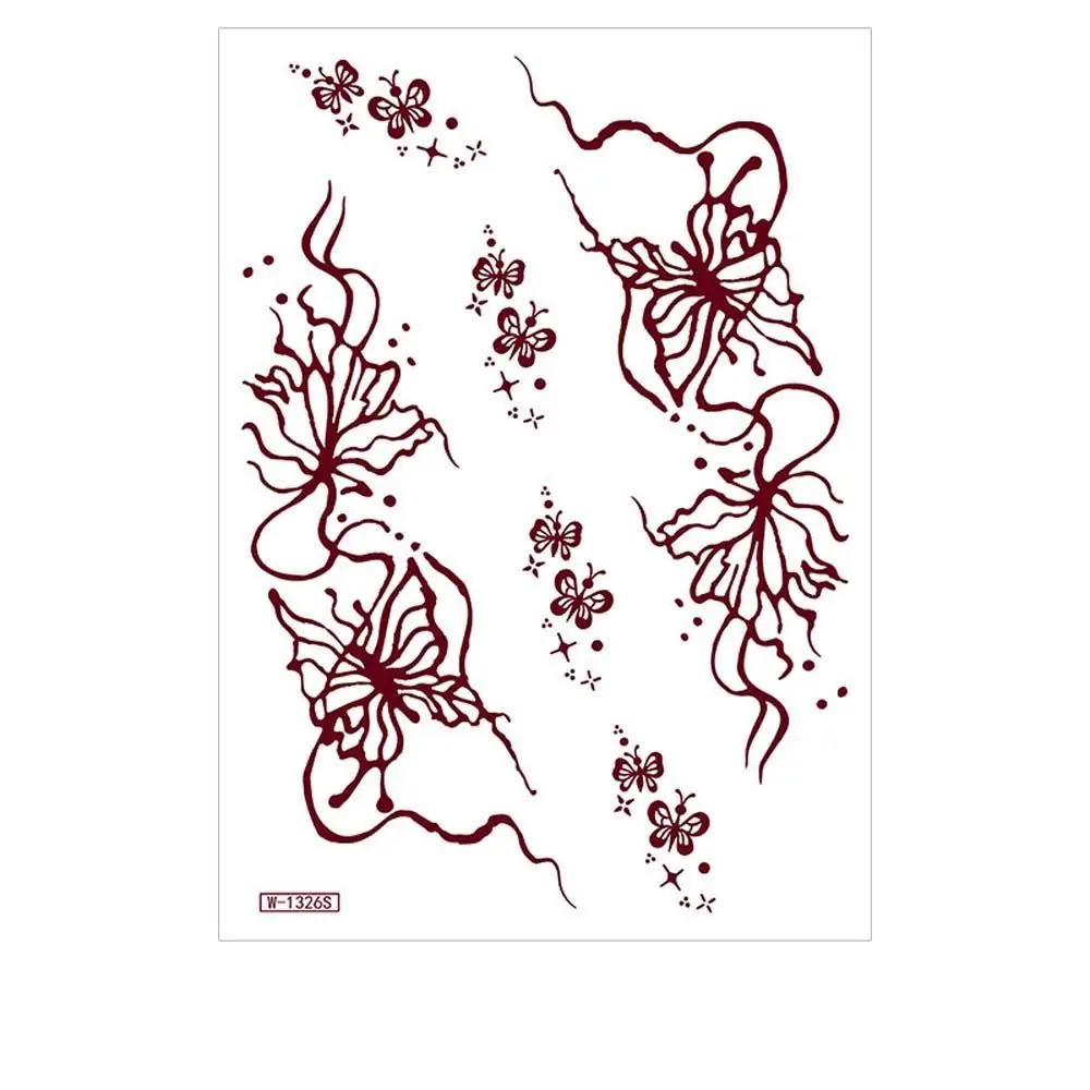 

Red Mehndi Stickers Henna Tattoo Stickers Fake Tattoo for Women Water Transfer Decals Temporary Tattoo India Flower Waterproof
