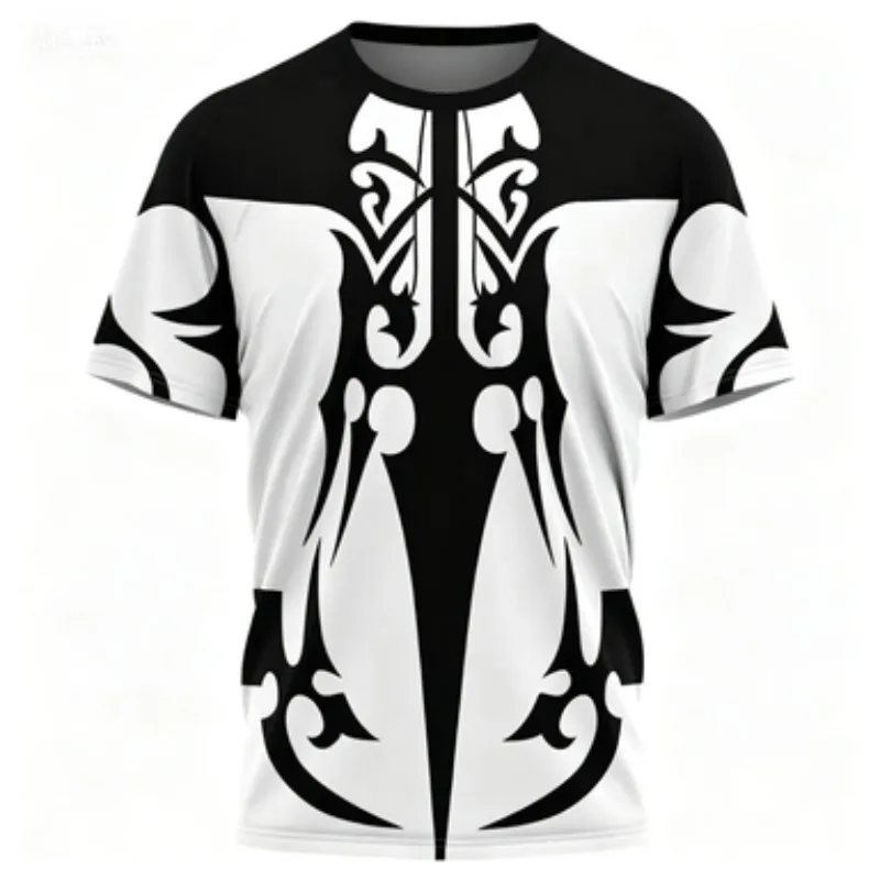 T-shirt Black with Silver Spider Print Quick-Dry Sports Short Sleeve Men's Style