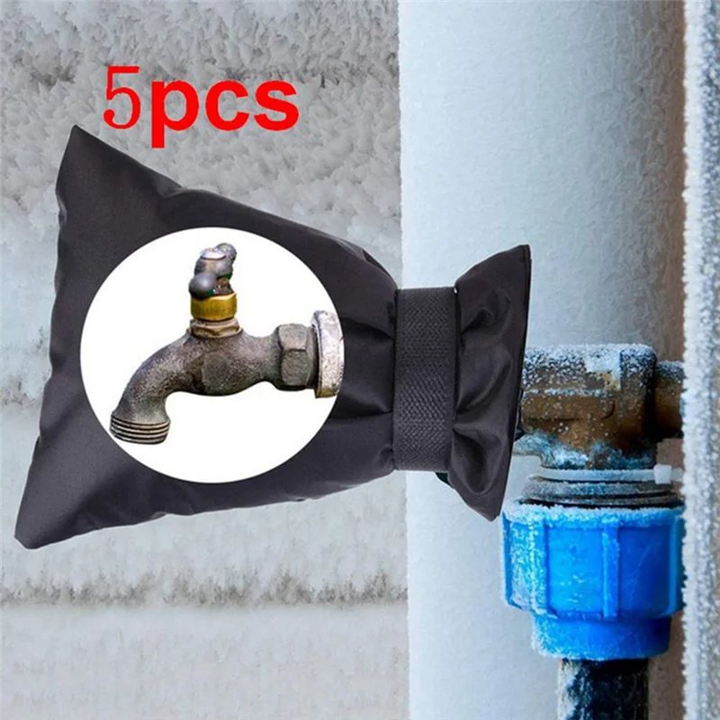 5 шт. чехлы для уличных смесителей на зиму, наружная крышка для смесителя, защита от замерзания, многоразовая черная крышка для патрубка для воды на зиму