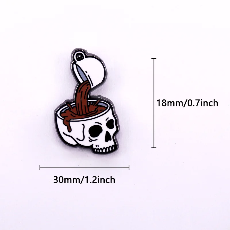 Give Coffee for Your Head Enamel Pin Coffee Skull Badge Coffee Lover Accessory Gift