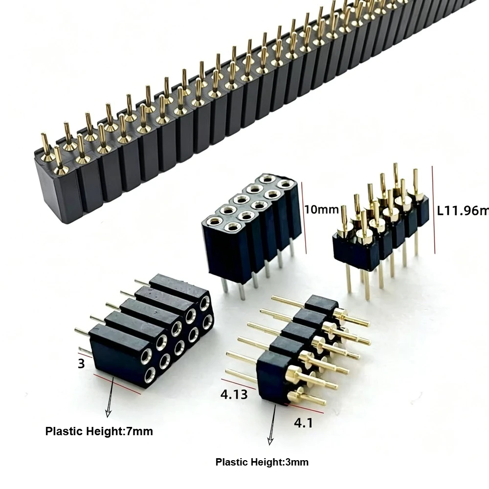 2.54mm Dual Row plastic height 3/7MM 2x2/4/8/10/15-40P Round PCB IC Crystal Transistor Hole male Female Header Socket Connector