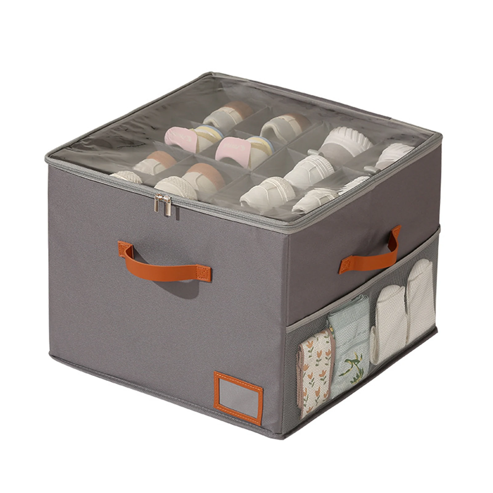 

Коробка для хранения обуви, вмещающая до 16 пар, с прозрачной крышкой (серая)