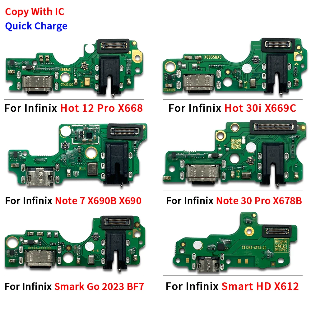 USB Charging Port Mic Dock Connector Board For Infinix Hot 10 11S 12 Pro 30i S3X Note 7 12 30 S5 Pro Smark Go 2023 BF7 6 Plus HD