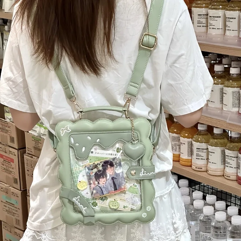

2026 Hot Selling Cartoon Biscuit Handbag Women Large Capacity Transparent Anime Bag Ladies Everyday Multi Functional Backpack