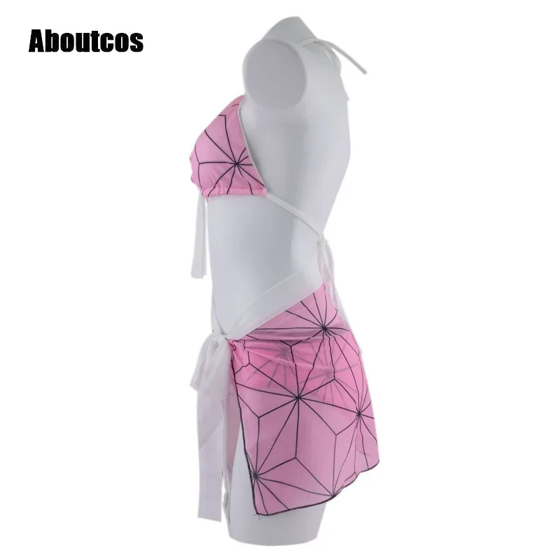 Aboutcos Demon Slayer Kamado Nezuko Costume Cosplay Costume da bagno abiti Halloween Carnival Suit