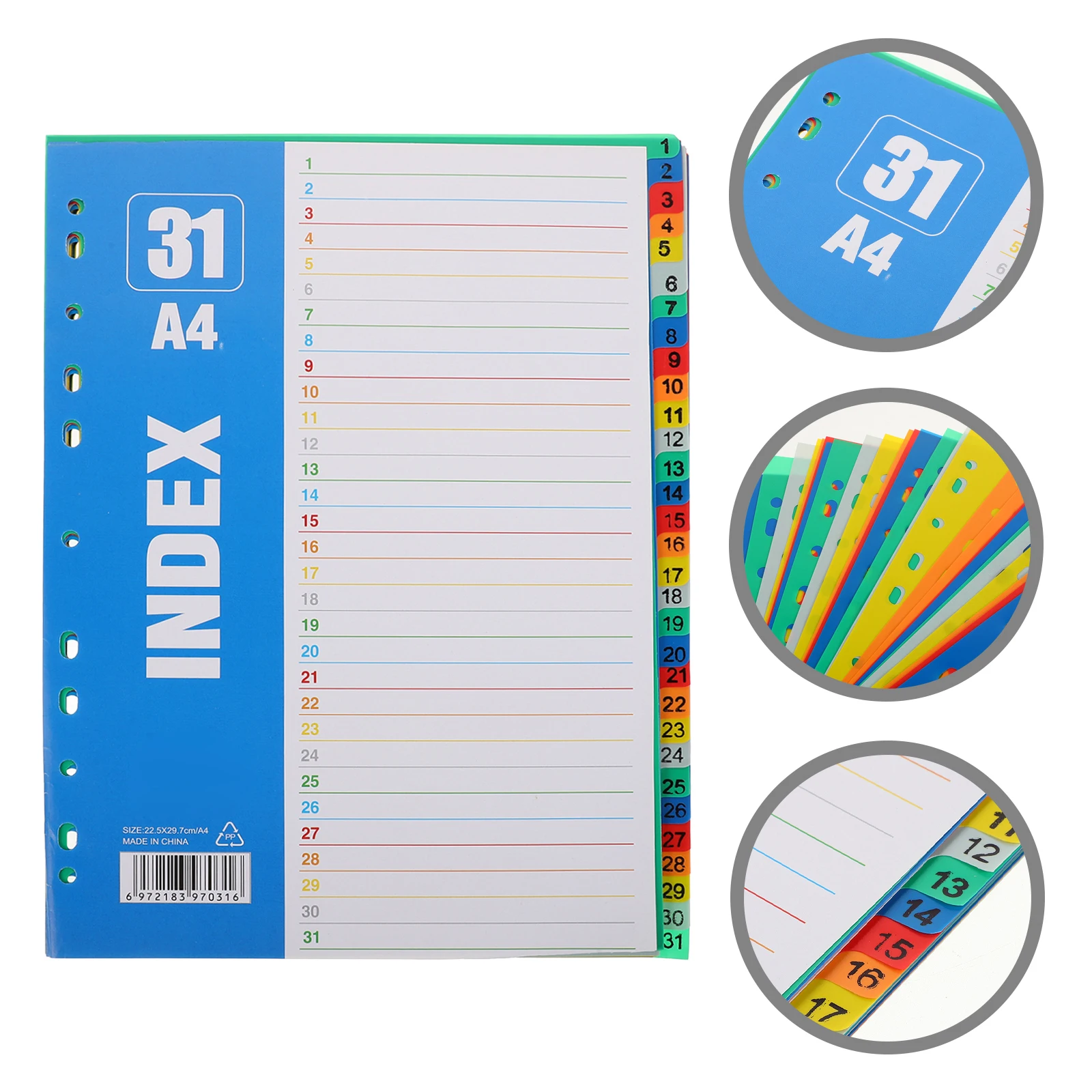 1 Set 31 Schede Raccoglitore Divisori Indice Robusto Materiale Pp Ufficio Scuola Uso Blocco Note Staccabile Notebook Divisore File A4 a 11 Fori