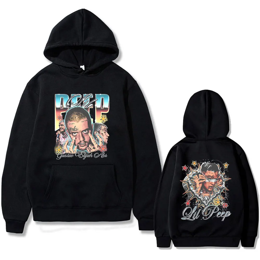

Rapper Lil Peep Cry Baby Double Sided Print Hoodie Men Women Hip Hop Fashion Vintage Streetwear Male Oversized Pullover Hoodies