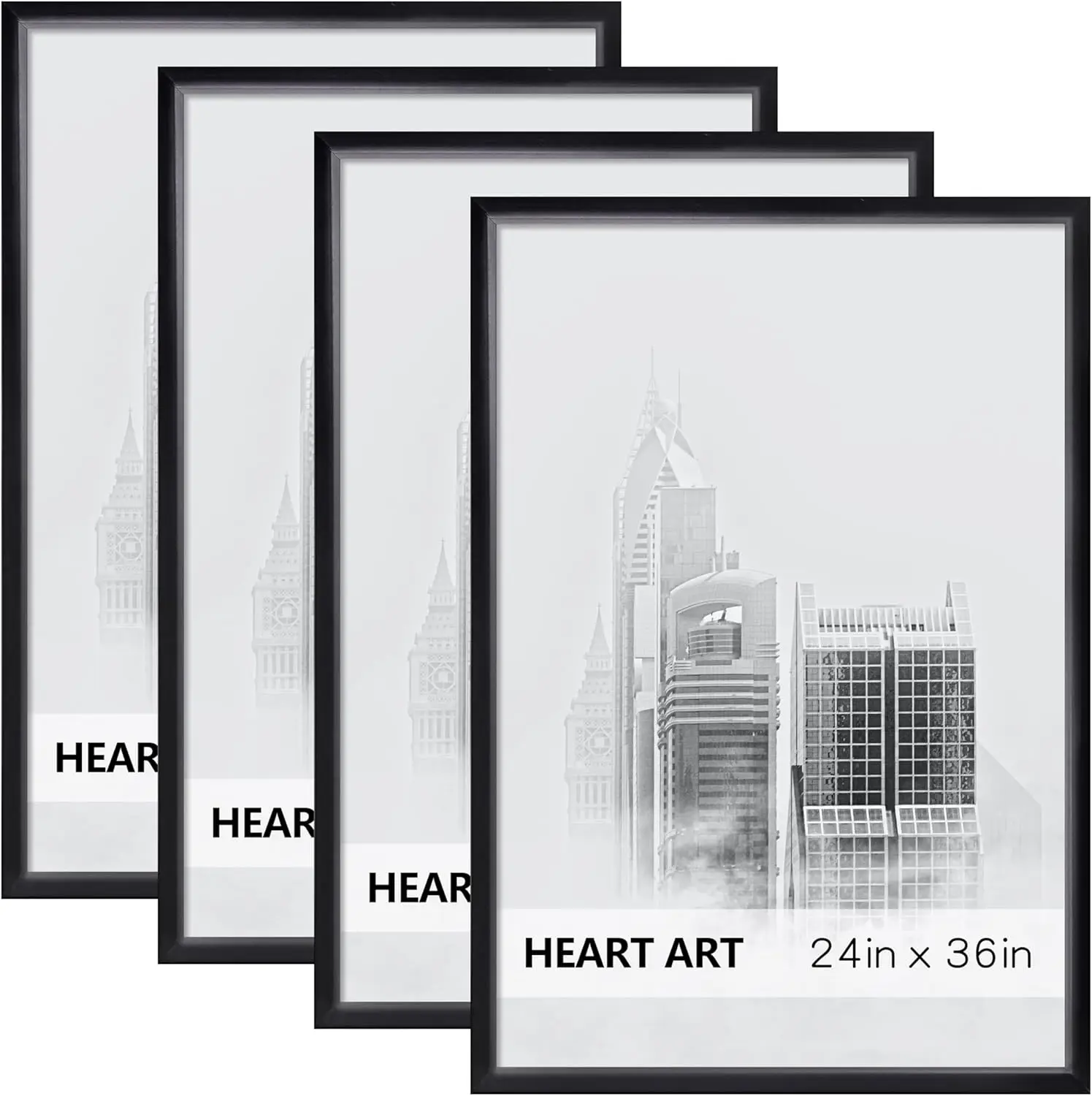 

24 x 36 Poster Frame 4 Pack,24x36 Frame without Mat for Horizontal or Vertical Wall Mounting,Black