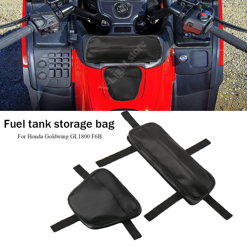 

Motorcycle Windproof Rainproof Black Leather Fuel Tank Storage Bag For Honda Goldwing GL1800 F6B