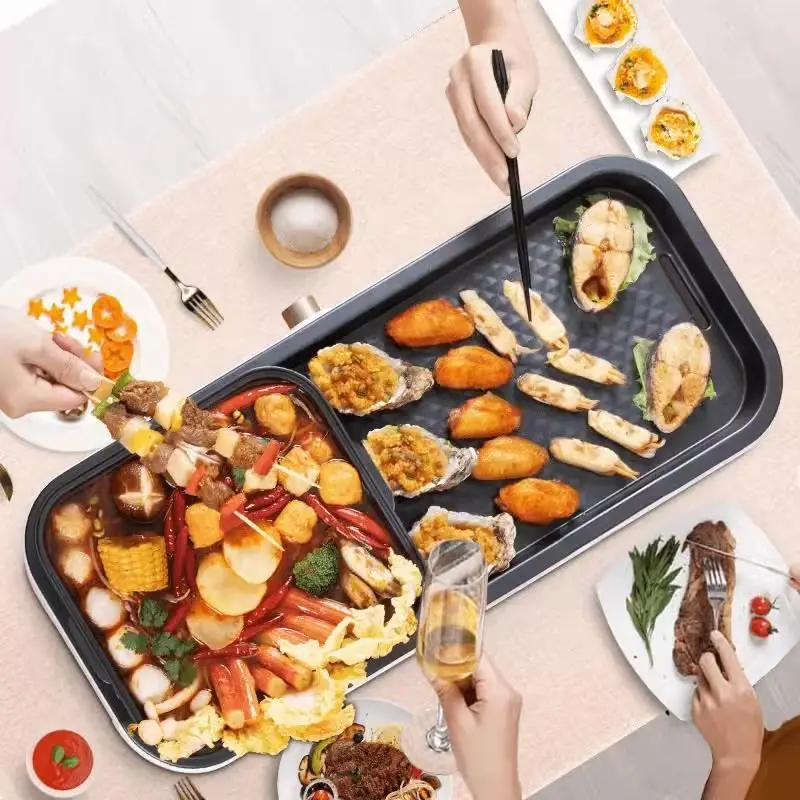 جديد مقلاة شواء كهربائية شابو وعاء متكامل المطبخ المنزلي وعاء شواء كهربائي متعدد الوظائف وعاء الطبخ 220 فولت