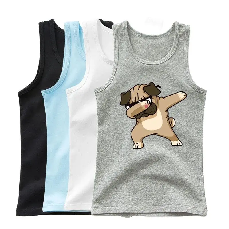 Dabbing Dancing Dog Funny tank tops For Boys vest Kids sleeveless Shiba Inu Dog t-shirt Dog Pet Lover Clothes