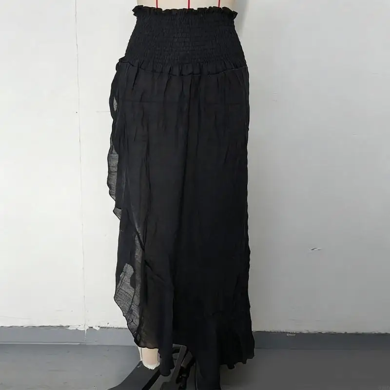 Vrouwen Badpak Coverup Rok met Elastische Taille Zijsplit Verstoorde Strandjurk Badpak Coverup voor Strandvakantie 69HD