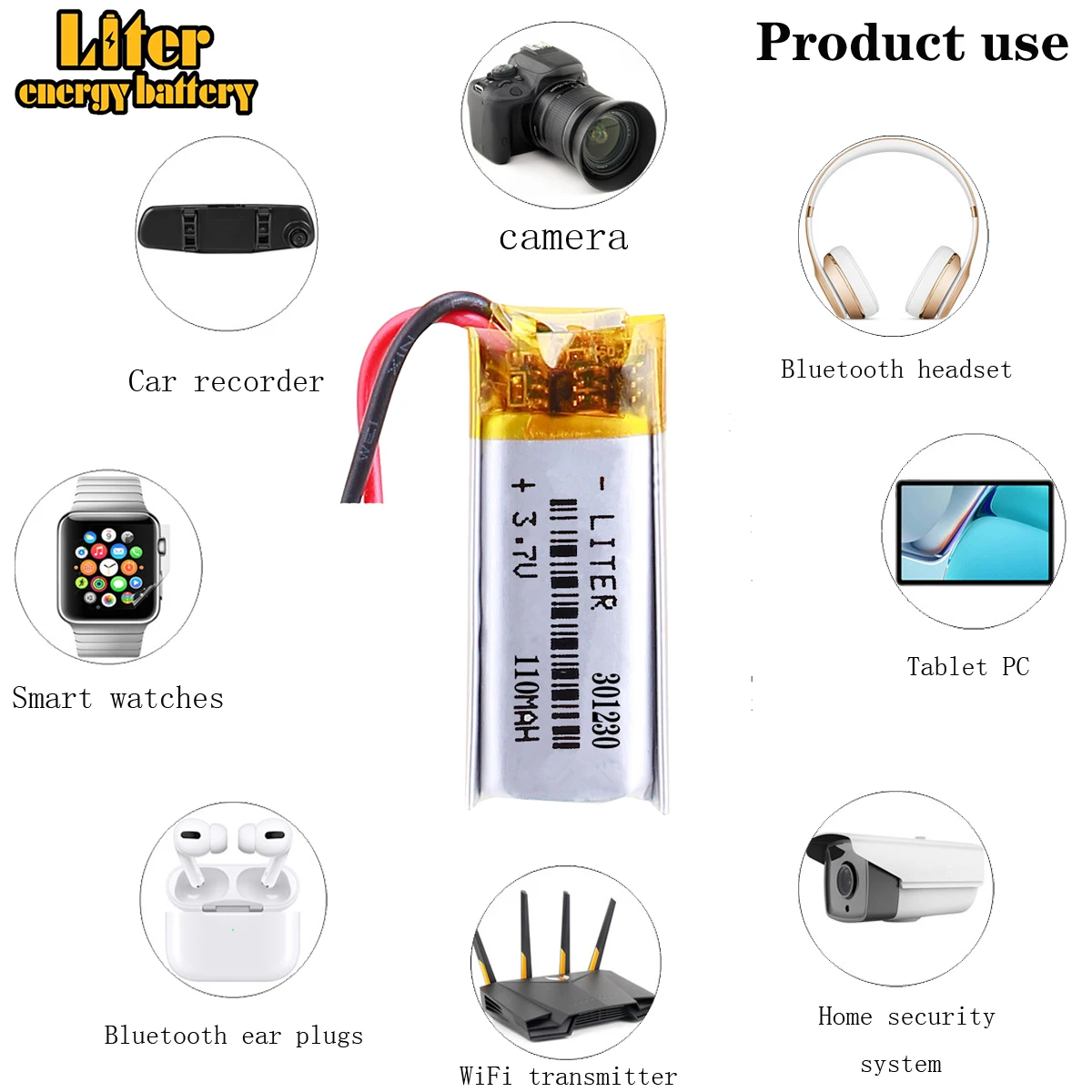 JST PH 2.0mm 3.7V 110mAh 301230 Lithium Polymer Li-Po For nice nano\