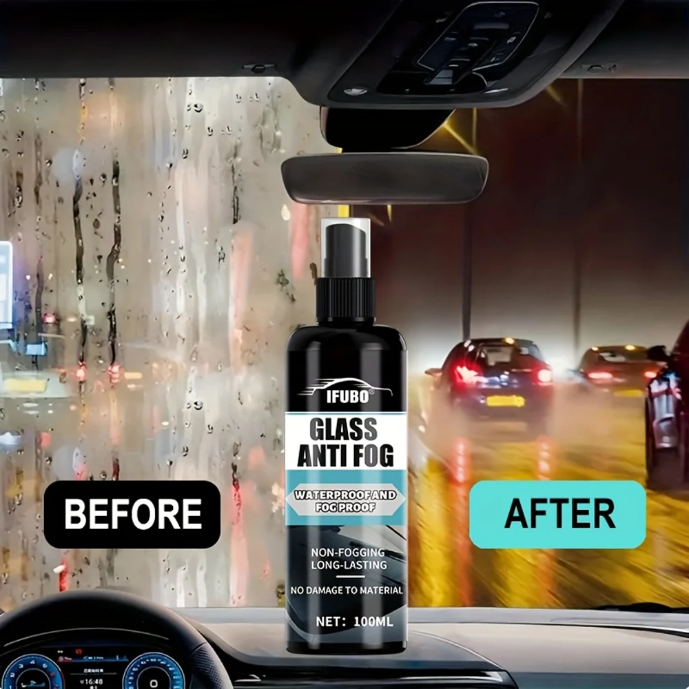 بخاخ IFUBO المضاد للضباب - تركيبة إزالة الثلج ومضادة للضباب سريعة المفعول لنوافذ السيارة والزجاج الأمامي والخوذات والمرايا الداخلية - فوز