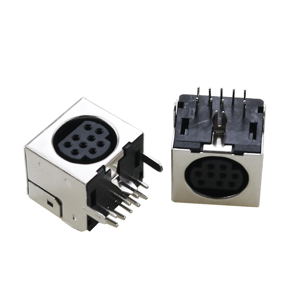 2PCS Terminal Audio Video Din Female Socket Connector S-video PCB Mount 3/4/5/6/8/9Pin Silver Tone PS2 Circular DIN Micro Jack