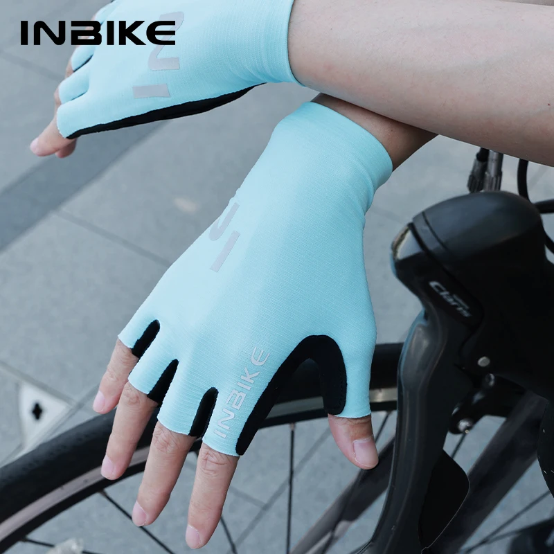 INBIKE Fahrradhandschuhe, halbe Finger, MTB-Rennradhandschuhe für Männer und Frauen, leichte, atmungsaktive, rutschfeste Handschuhe, Fahrradzubehör