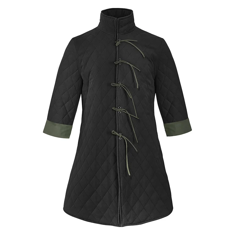 

Men's medieval armor retro cotton jacket eye-catching contrast color thin ribbon cotton jacket pirate standing collar jacket