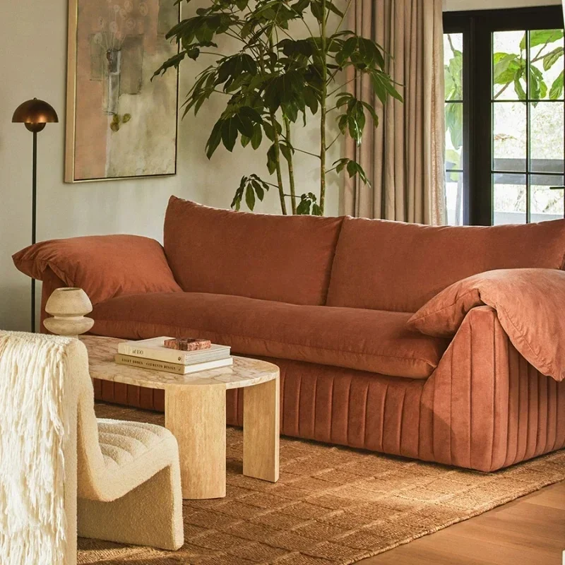 

Velvet Sofa for Small Apartments - Stylish Solid Wood Living Room Furniture, Straight Row Design for a Cozy Space