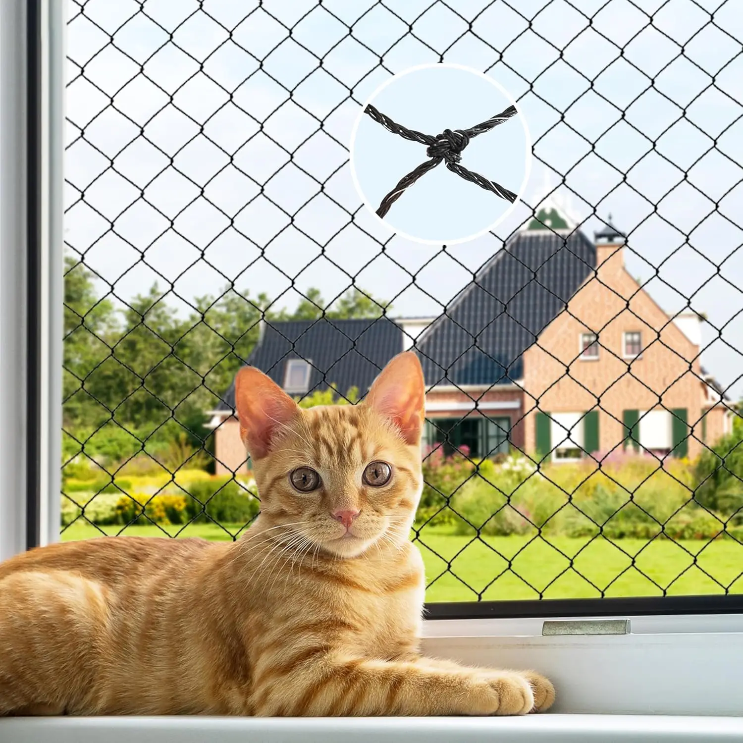 Steel Wire Reinforced Cat Netting for Balcony,Cat Anti-Fall Net,Garden Net Anti Bird Netting with Wire for Windows,Stair Lawn