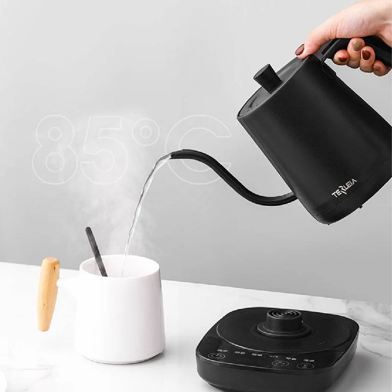 110V Electric Kettle Gooseneck Jug Hand Brew Coffee Pot Slender Mouth Pot Smart Temperature Control Stainless Steel Tea Kettle