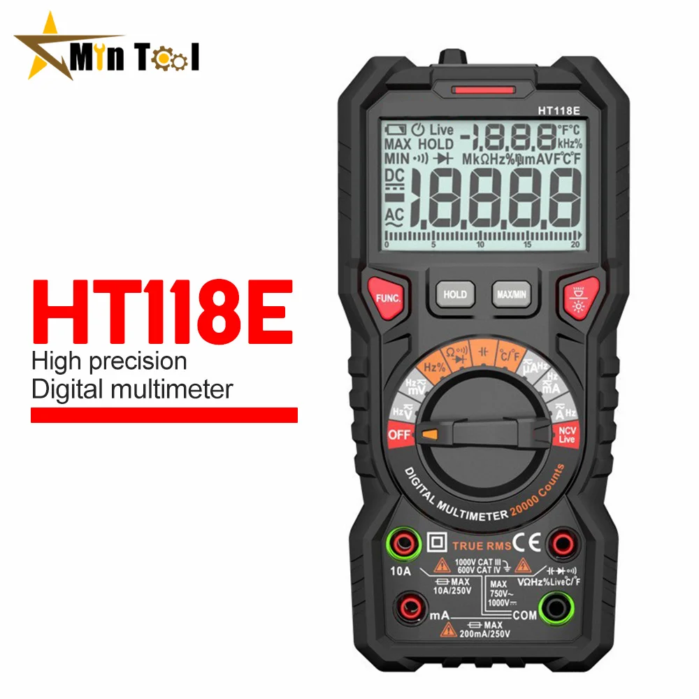 HT118E Digital Multimeter 20000 Counts True Rms NCV HZ Multimeters Transistor Tester Voltimetro Capacitance Meter Measuring Tool