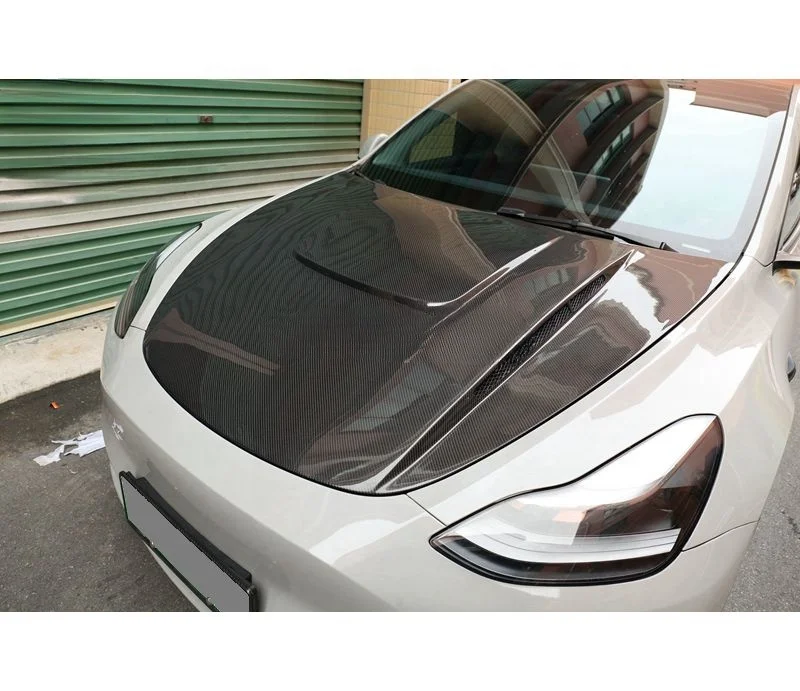 

Glossy Black Modified Carbon Fiber Machine Cover Tesla Hood Bonnet Cover ROBOT Style for Tesla Model 3 Car Body Kit Upgrade